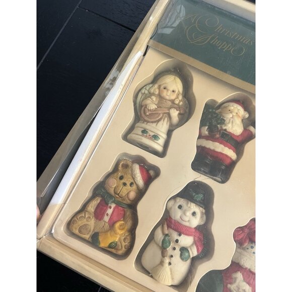 Vintage 1990 A Christmas Shoppe Hand Painted Porcelain Ornaments New in Box 6 - Picture 8 of 8